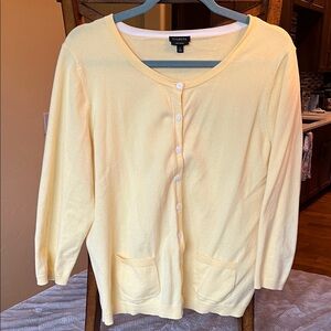 Talbots Soft Yellow Pima Cotton Button-Up Cardigan